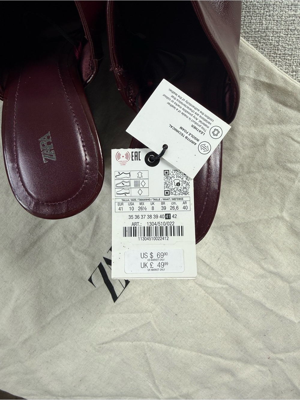Zara Open-Toe Wedge Slides - Burgundy - Picture 12 of 13